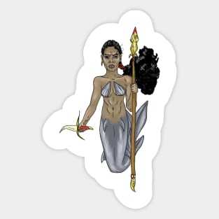 Black mermaid warriot Sticker